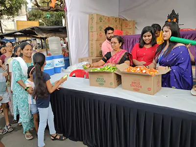 Biscuit distribution to children